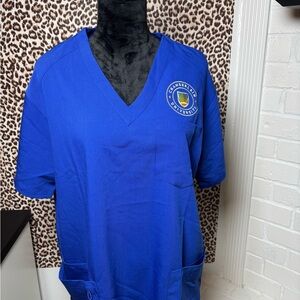 Blue V-Neck Scrub Top